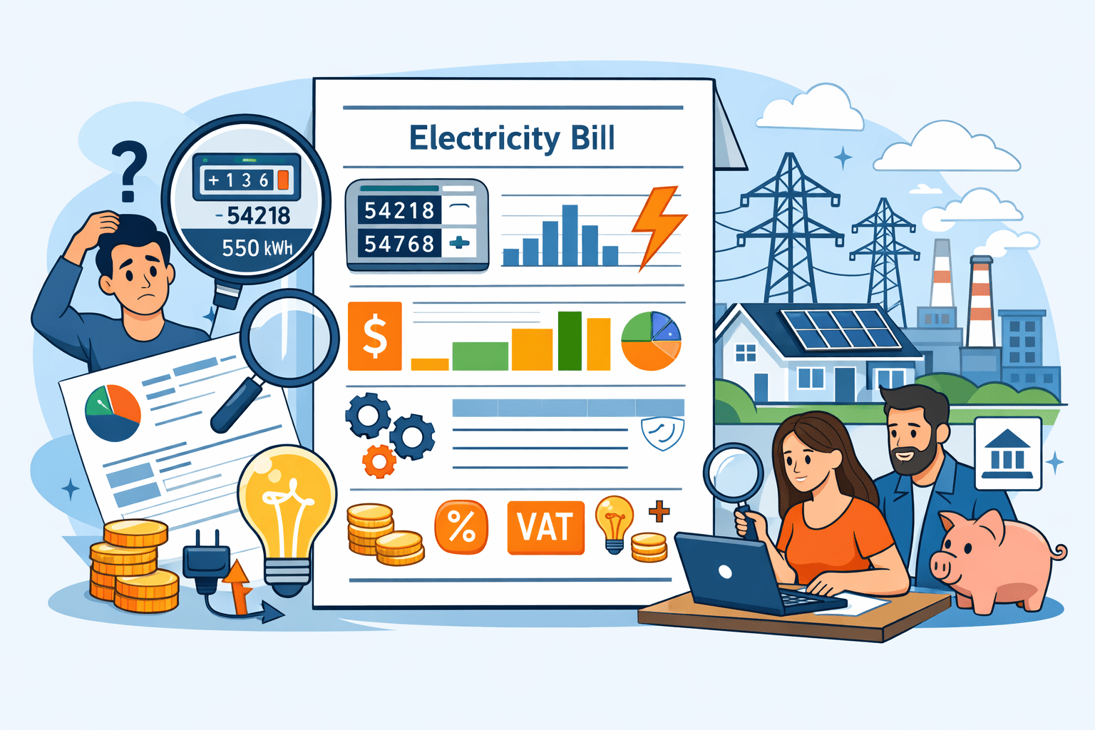 فهم فاتورة الكهرباء الخاصة بك: دليل مبسط.